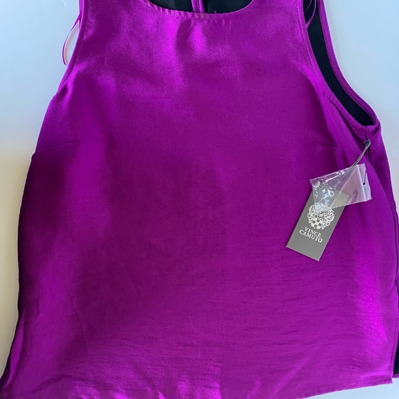 NWT Vince Camuto Sleeveless Textured Satin look Shell Top Size XS - Picture 2 of 12
